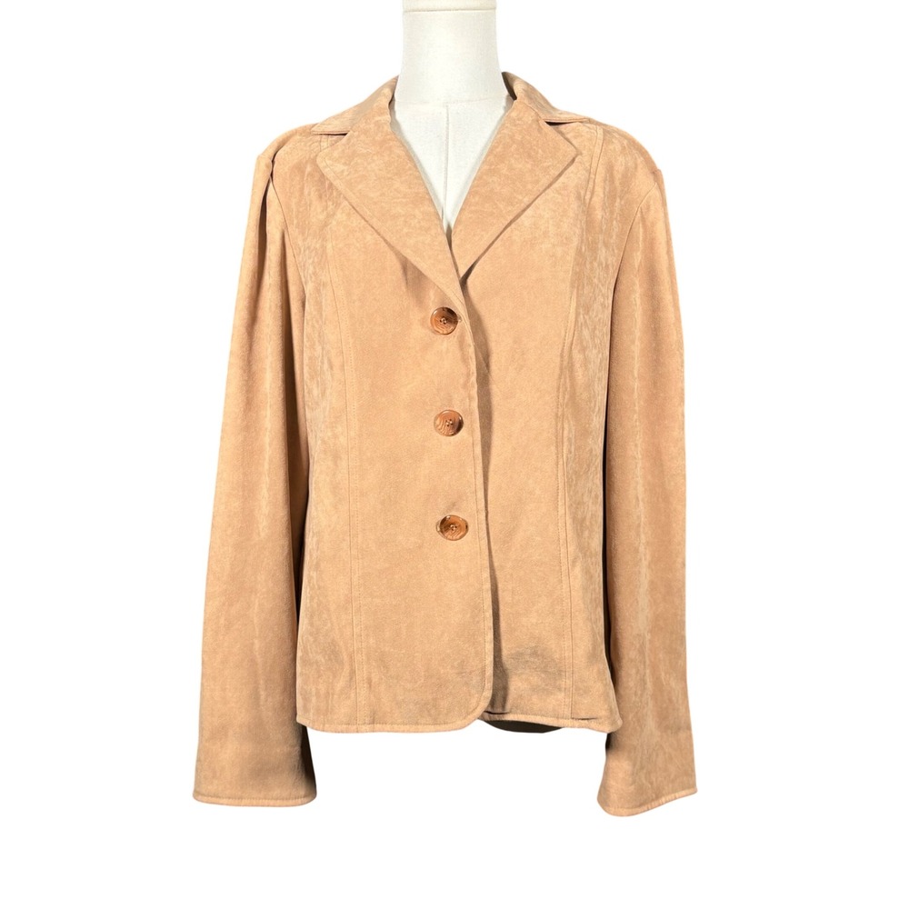 Harve Benard Faux Suede Light Brown Tan Blazer Jacket Womens Small